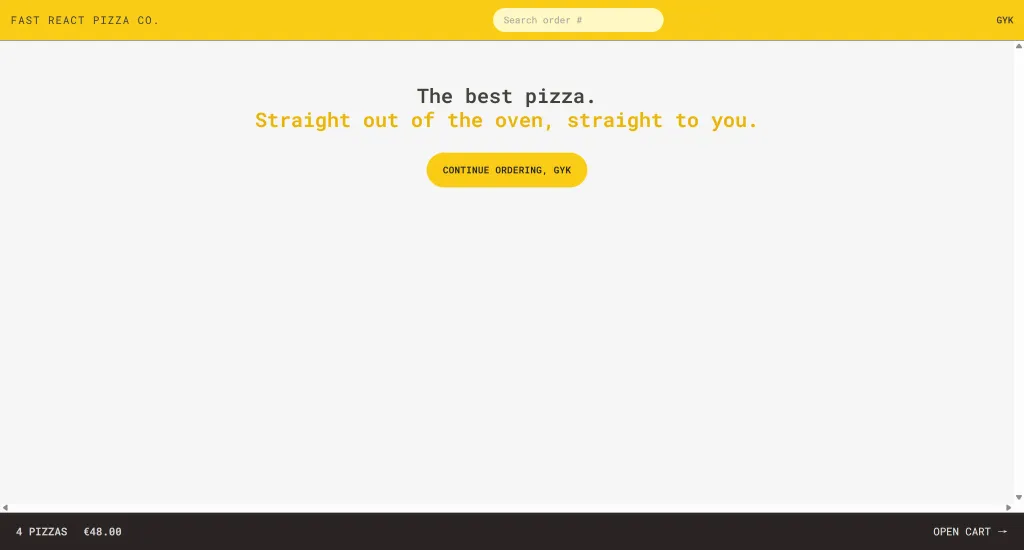 Fast React Pizza application